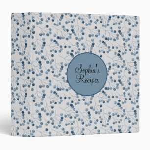 Elegant Blue Berries Custom Recipe Binder