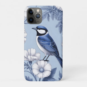 Elegant Blue Bird and White Floral Pattern iPhone 11 Pro Case