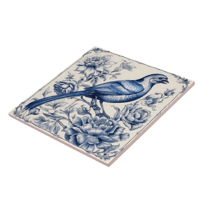 Elegant Blue Bird Azulejo Tile Design (Side)