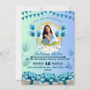 Elegant Blue Birthday Invitation – Customizable &