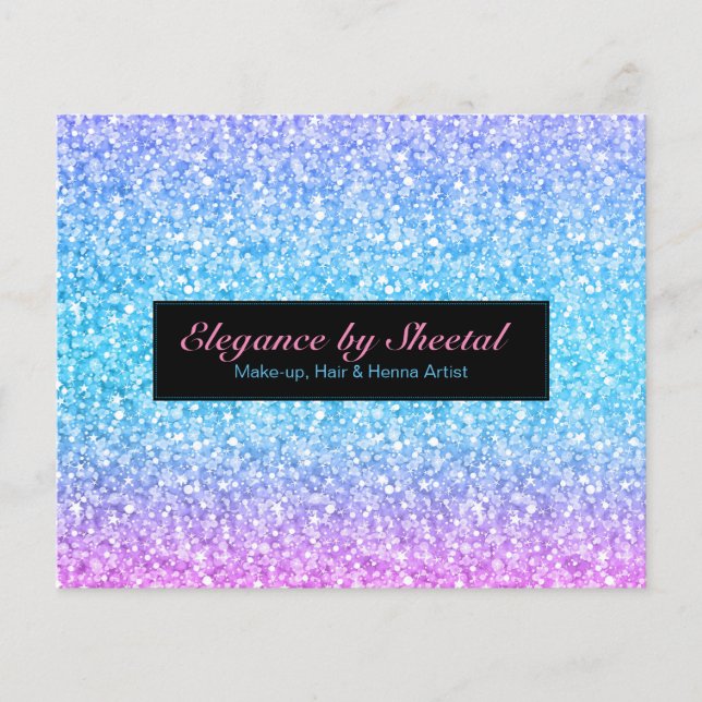 Elegant Blue & Black Glitter Flyer (Front)