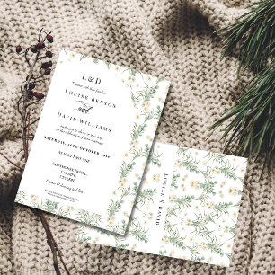 Elegant Blue & Blush Floral Wedding Invitation
