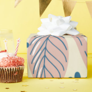 Elegant Blue & Blush Nature Gift Wrap