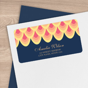 Elegant Blue & Blush Pink Geometric Address Label