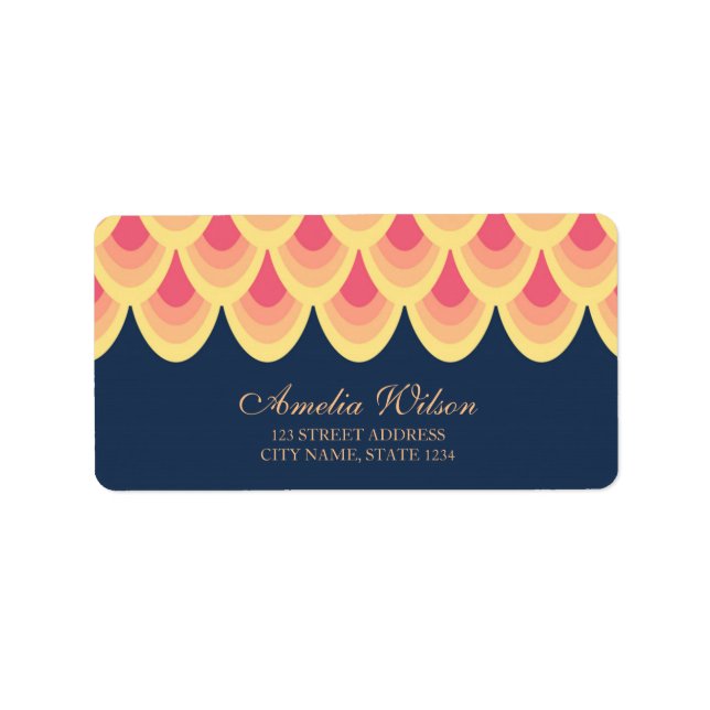 Elegant Blue & Blush Pink Geometric Address Label (Front)