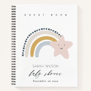 ELEGANT BLUE BLUSH RAINBOW STAR BABY SHOWER NOTEBOOK