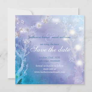 Elegant Blue Blush Wedding Save the Date Card