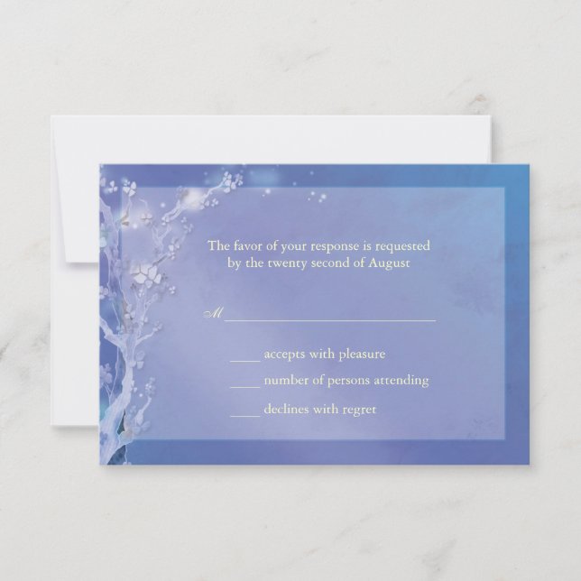 Elegant Blue Boho Wedding RSVP Card (Front)
