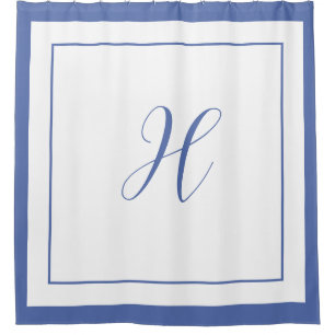 Elegant Blue Border Script Monogram Letter H