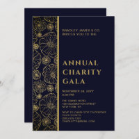 Elegant Blue Botanical Charity Event Gala Party