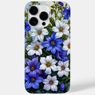 Elegant Blue Botanical Flower Design, Soft Nature Case-Mate iPhone 14 Pro Max Case