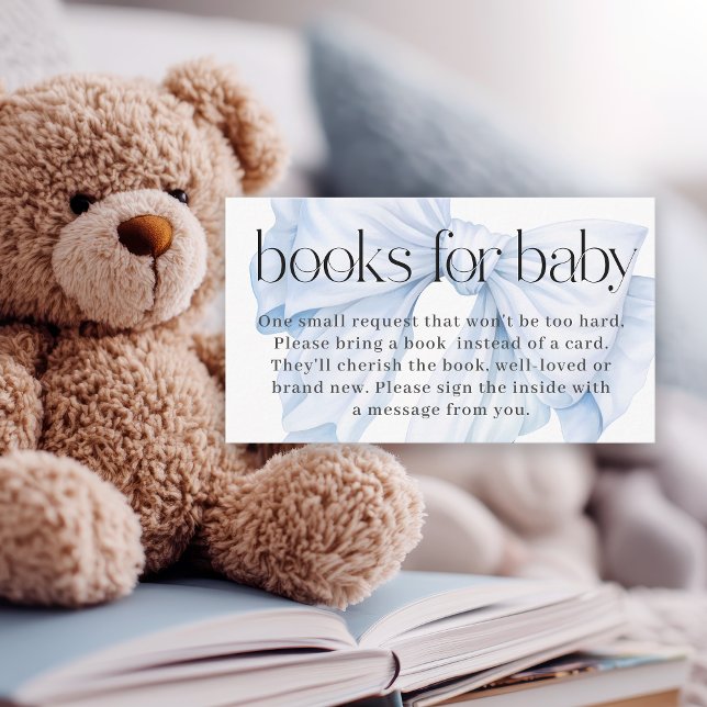 Elegant Blue Bow Books for Baby Enclosure Card (Creator Uploaded)
