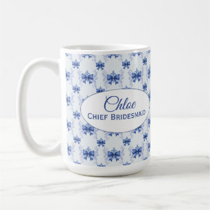 Elegant Blue Bow Bridal Shower Coffee Mug