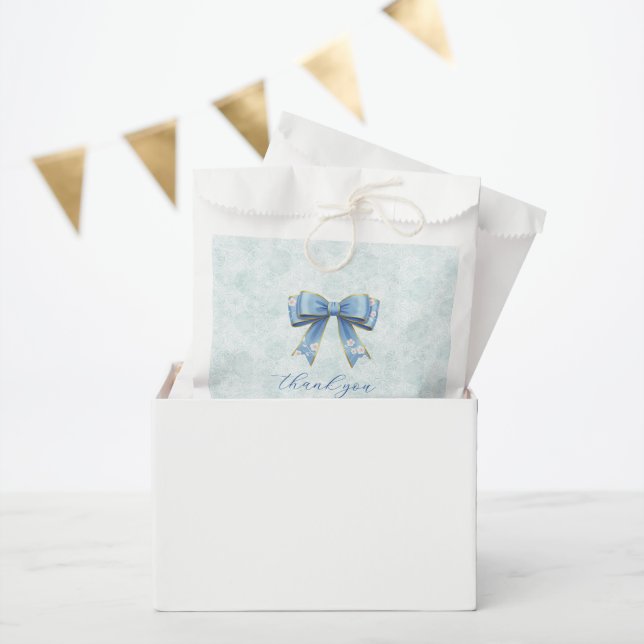 Elegant Blue Bow Engagement Party Invitation Favour Bag (Party)