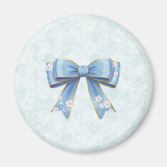 Elegant Blue Bow Engagement Party Invitation Magnet (Front)