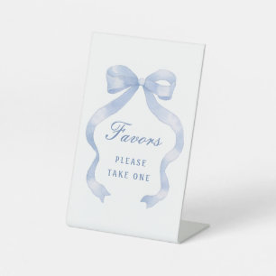 Elegant Blue Bow Favours Pedestal Sign