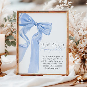 Elegant Blue Bow How Big is Mommy’s belly Poster