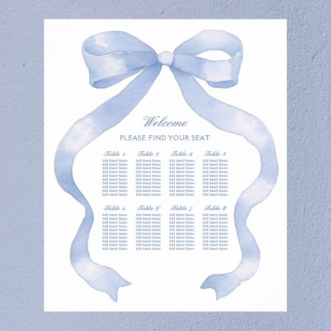 Elegant Blue Bow Seating Chart (Creator Uploaded)