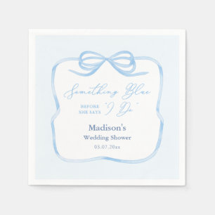 Elegant Blue Bow Something Blue Bridal Shower Napkin
