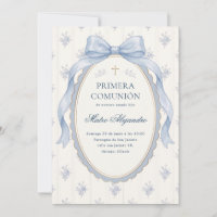 Elegant Blue Bow Spanish Primera Comunion