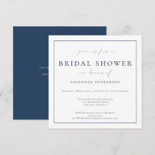 Elegant Blue Bridal Shower Classic Invitation