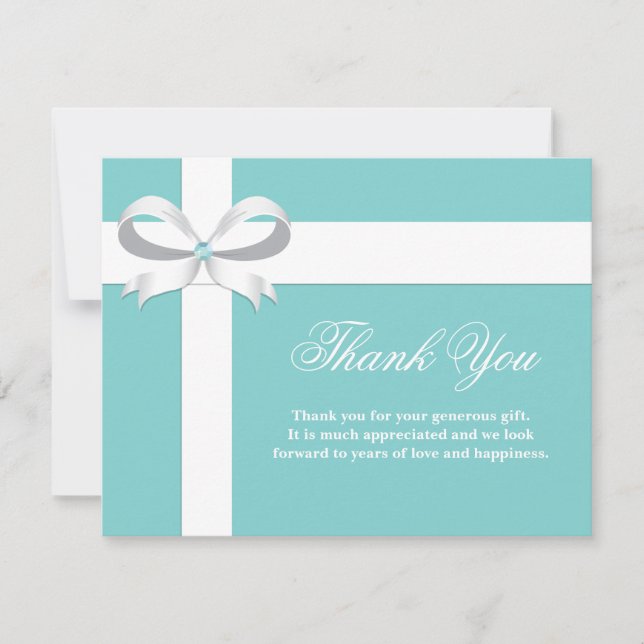Elegant Blue Bridal Shower Thank You Card (Front)