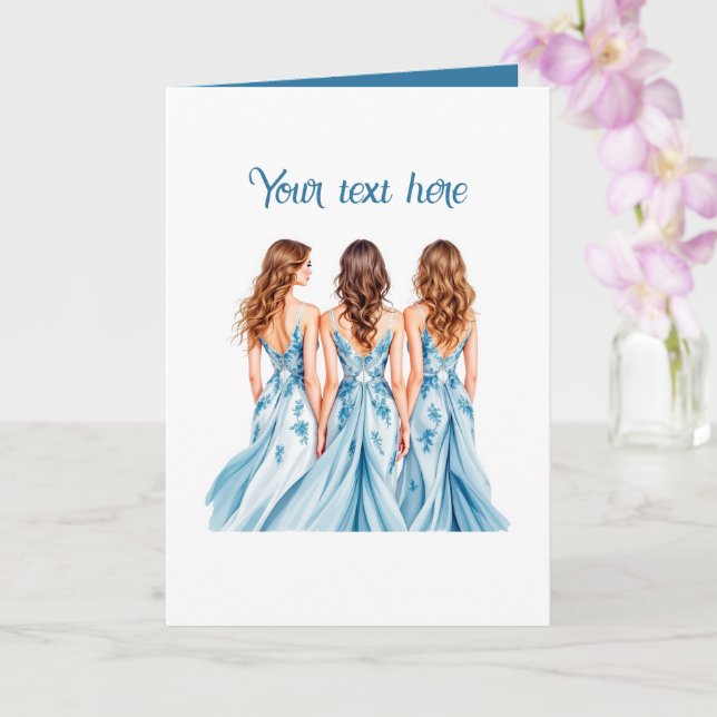 Elegant blue Bridesmaid customizable Card (Orchid)