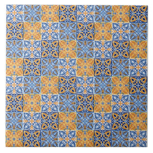 Elegant blue& brow yellow Italian  pattern  Tile