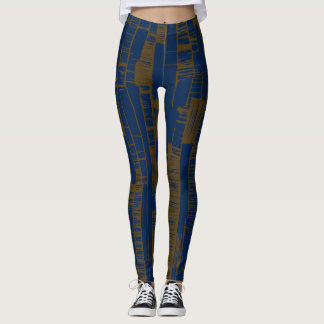 Elegant blue &brown abstract pattern  leggings