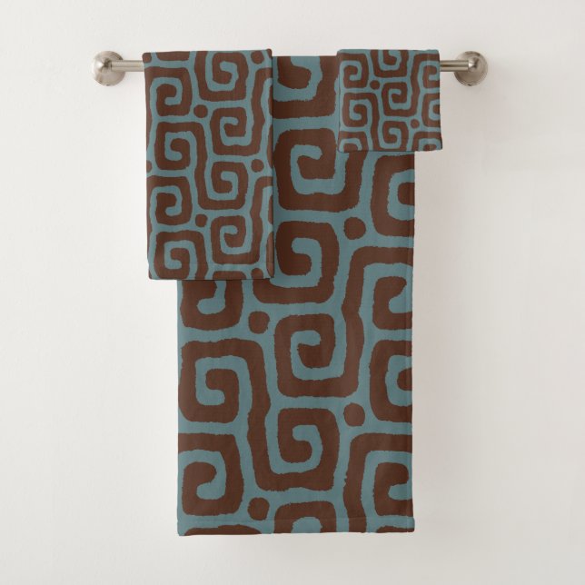 Elegant Blue &Brown Abstract Pattern Monogram (En situation)