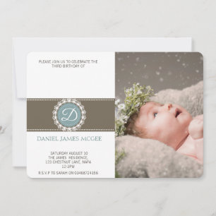 Elegant blue brown birthday party invitation