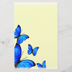 Elegant Blue Butterflies Personal Stationery
