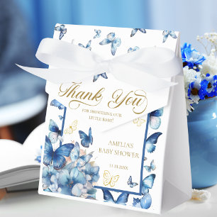 Elegant Blue Butterfly Baby in Bloom Thank You Favor Box