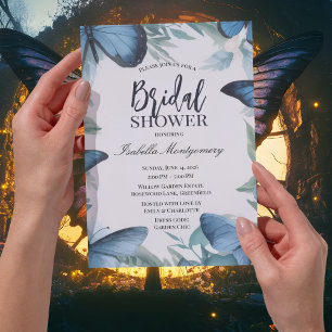 Elegant Blue Butterfly Bridal Shower Invitation