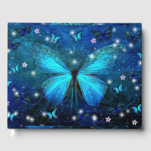Elegant Blue Butterfly Guest Book