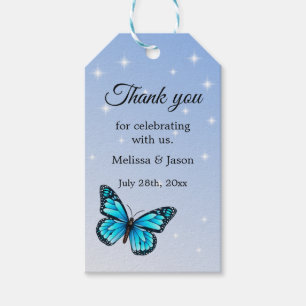 Elegant Blue Butterfly with Sparkle  Gift Tags