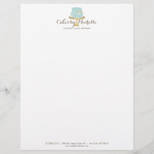 Elegant Blue Cake with Florals Cake Decorating Letterhead
