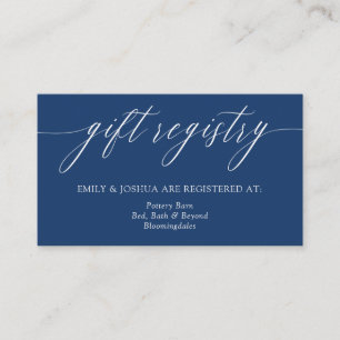 Elegant Blue Calligraphy Gift Registry Enclosure Card