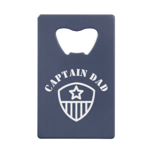 Elegant Blue Captain Dad Credit Card Bottle Opener