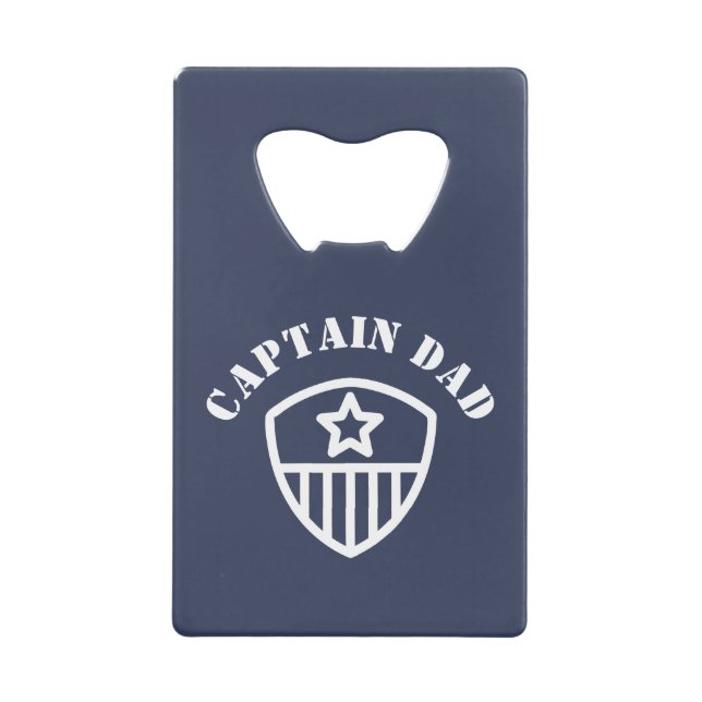 Elegant Blue Captain Dad Credit Card Bottle Opener (Front)