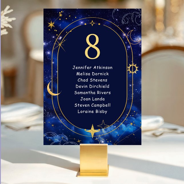 Elegant blue celestial wedding seating  table number (Creator Uploaded)