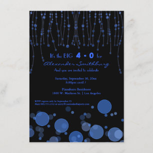 Elegant Blue Chains Birthday Party Invite