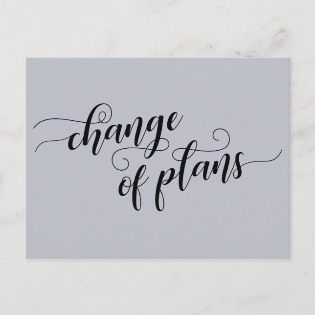 Elegant Blue Change of Plans Postponed Wedding Postcard (Front)