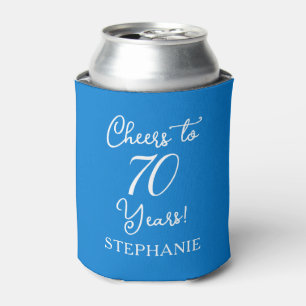Elegant Blue Cheers to 70 Years 70th Birthday Can Cooler