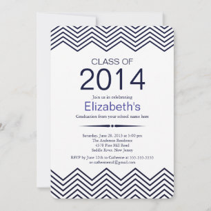 Elegant Blue Chevron Graduation Party Invitation