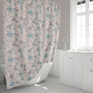 Elegant Blue Chic Taupe Watercolor Flowers 