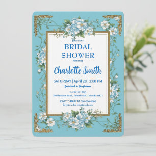 Elegant Blue Chinoiserie Floral bridal shower Invitation