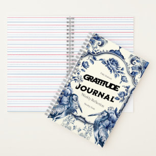 Elegant Blue Chinoiserie Gratitude Journal Cover