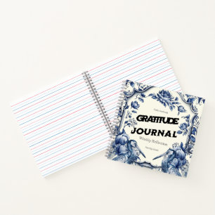 Elegant Blue Chinoiserie Gratitude Journal Cover