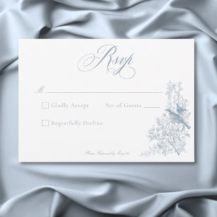 Elegant Blue Chinoiserie Nature & Birds Wedding RSVP Card